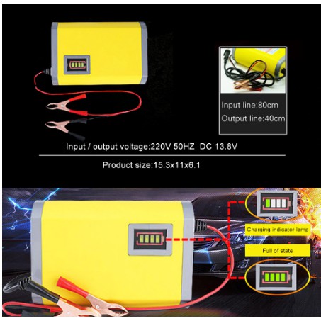 CHARGER Casan ALAT CAS AKI MOTOR MOBIL 12V 2A Portable Otomatis