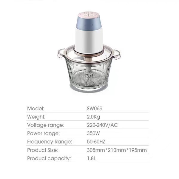 Food Chopper Samono SW-069 Blender Mini Multifungsi Food Processor 2 Speed 350W