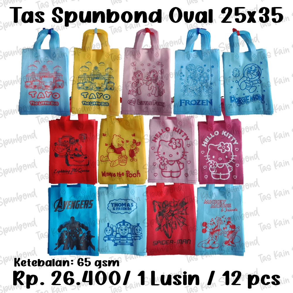 

Tas Spunbond Tali Gambar 25 x 35 ( Goodie Bag / Tas Kain / Tote Bag) Min. Pembelian 12 pcs / 1 Lusin