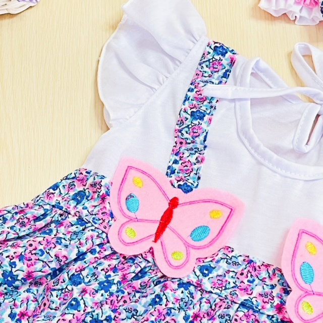 Dress Anak Perempuan Butterfly Flower Set Bondu Dress Anak Murah