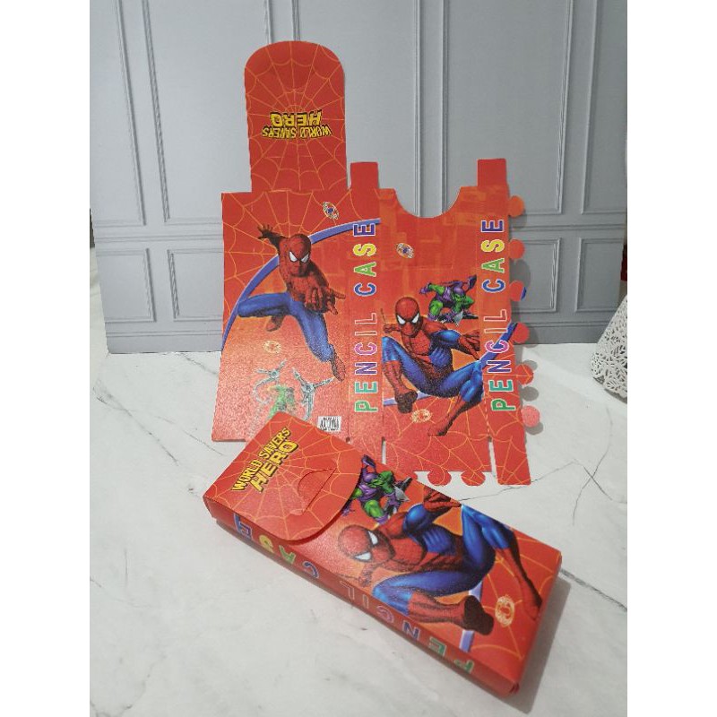 (12pc) kotak pensil rakit murah/tempat pensil buat sendiri/kotak pensil karakter rakit/pencil case-Spiderman