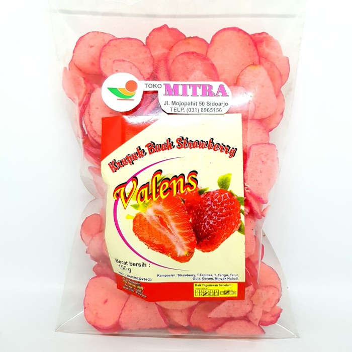 

VALENS KRUPUK BUAH STRAWBERRY 150gr | KERUPUK RASA STROBERI MANIS ASLI