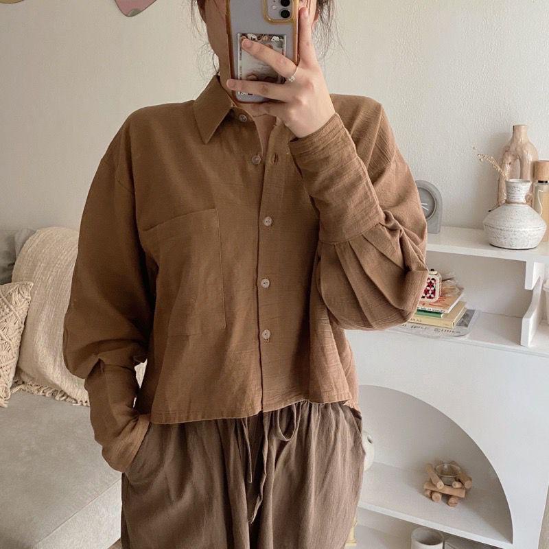 BEFAST - ZRX OOTD Blouse Wanita NICOl / LYDIA TOP BLOUSE / Pakaian Crop Kemeja Wanita / Atasan Lengan Panjang / Fashion Wanita Modis / Terbaru 2022 / Kemeja Polos Casual / OOTD Remaja ABG Kekinian / Kemeja Outer Crop