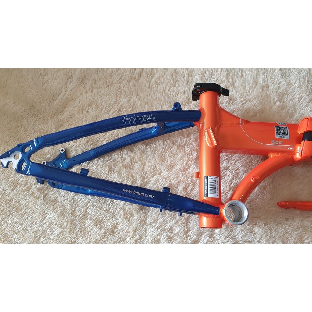 Frame Set Fnhon Blast 20 inch Discbrake Aluminum 2 Warna Blue Orange 22 inch Sepeda lipat Biru Orange Handlepost ukuran 31 35 37 cm telescopic