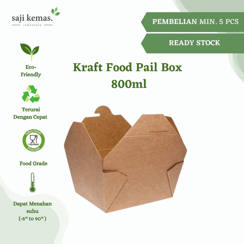 PAPER RICE BOX / FOOD PAIL/LUNCH BOX PAPER/ KRAFT LUNCH BOX  800ml