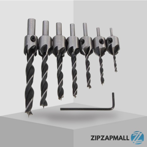 Mata Bor Drill Bit Countersink HSS 3-10mm 7PCS / Mata Bor Set Komplit Kayu Besi Full Lengkap / Mata 