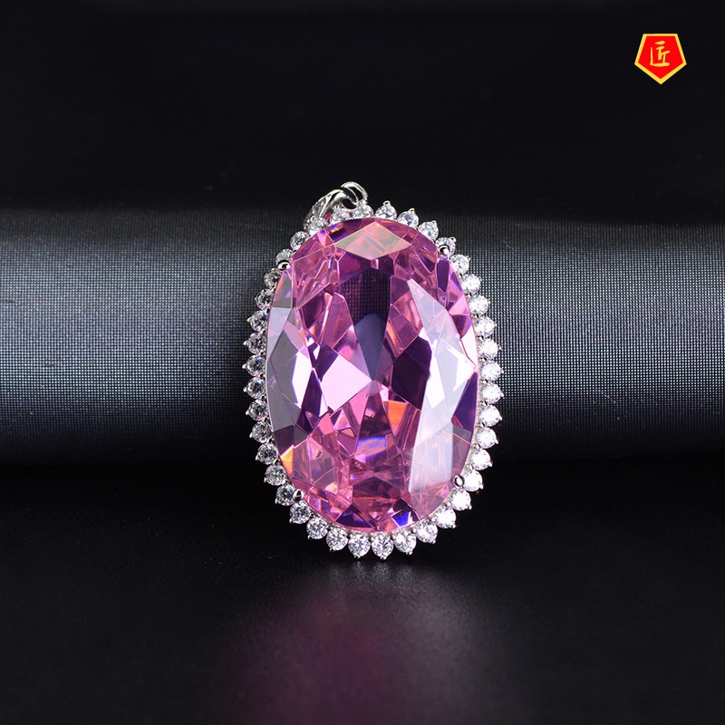 [Ready Stock]5 Karat Super Flash Pink Diamond Pendant European and American Luxury Ruby