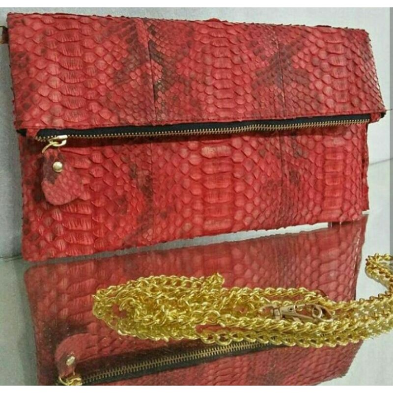 Tas Clucth Wanita Tas Kulit Ular Asli Tas Pesta/Kondangan