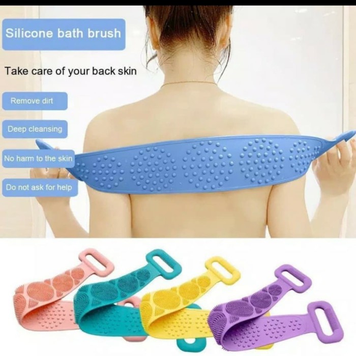 HARGA PROMO!!!! Sikat Punggung Silicone Body wash Scrubber Model Sabuk Double Side Warna Random