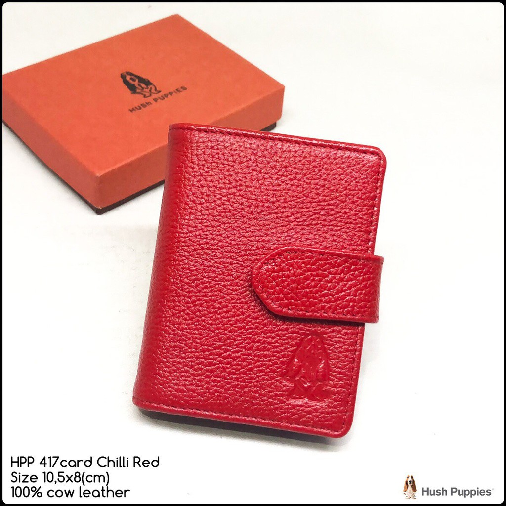 DOMPET KARTU KULIT CARD WALLET HUSH PUPPIES 417 CHILI RED MERAH