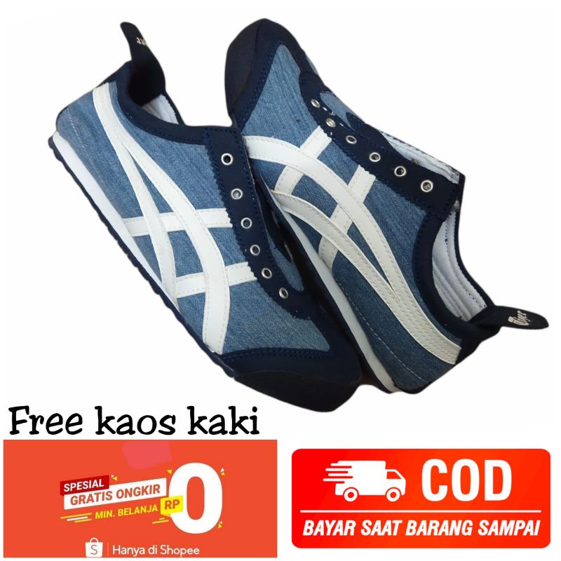 SEPATU SLIP ON WANITA PRIA ASCSSSS TGRR BLUE JEANS CASUAL SNEAKERS SLIP ON TERLARIS