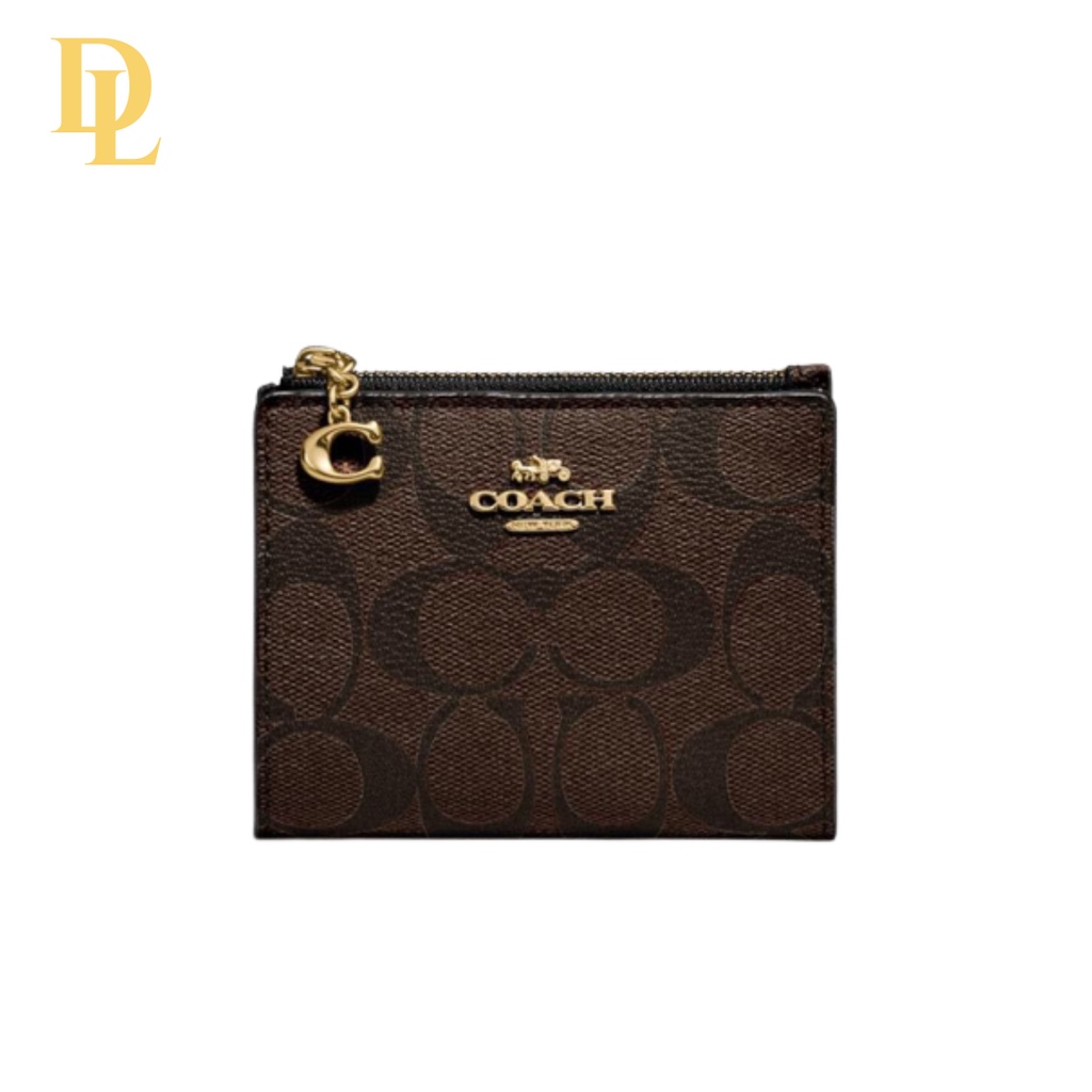 Coach Snap Card Wallet In Signature Canvas (F78002)