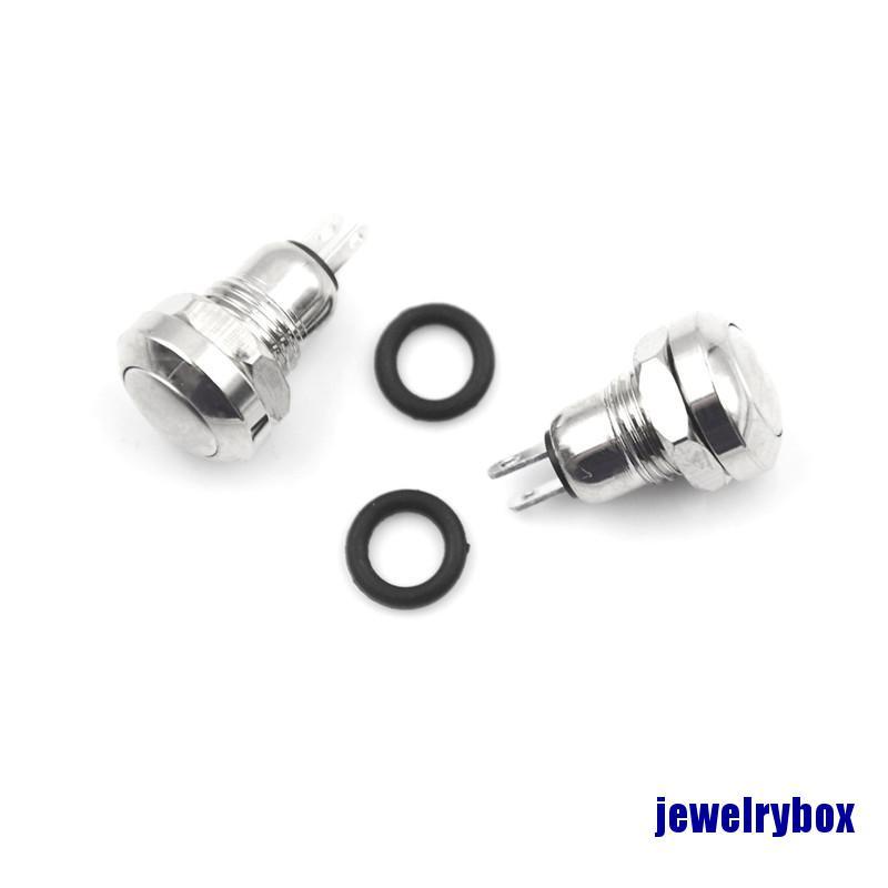 (Jewelrybox) 2pcs Saklar Tombol Tekan Momentary Mini 2 Pin 8mm Anti Air Bahan Metal