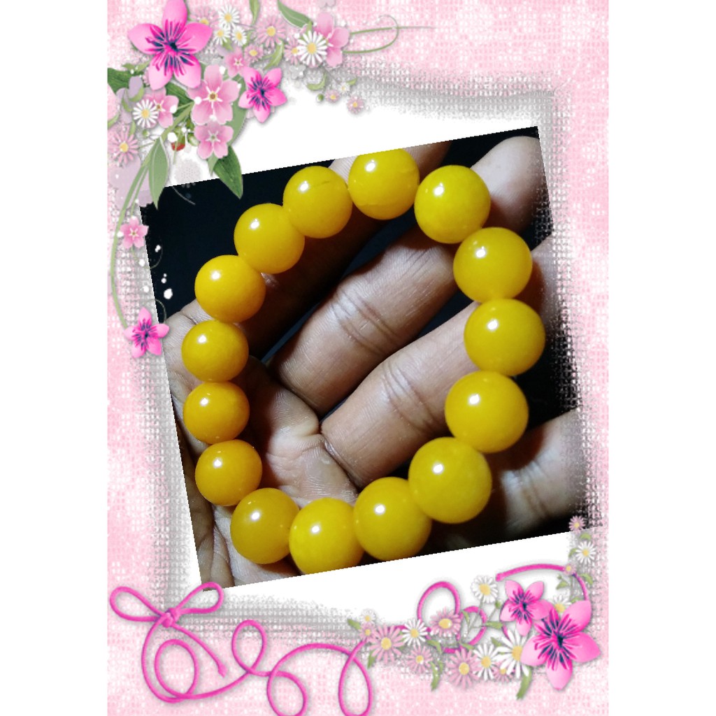 Gelang Batu Giok Warna Kuning Batu Asli