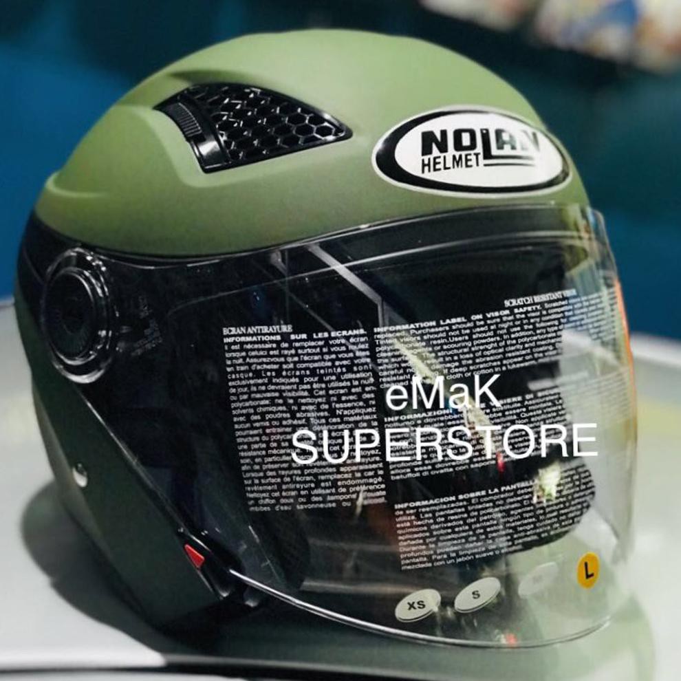 ZEUS 610 MATT GREEN ARMY DOFF HIJAU DOP HELM HALF FACE M L XL XXL NOLAN SHOEI AGV REPLIKA HONDA