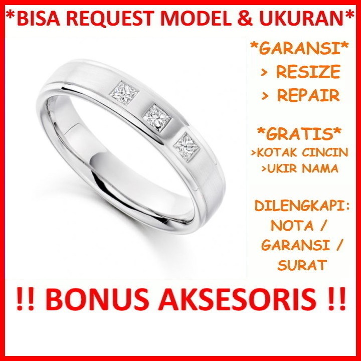 Garansi Paladium Asli Bisa Pesan Model Gratis Ukir Nama Cincin Kawin Palladium Pria Poladium ID392