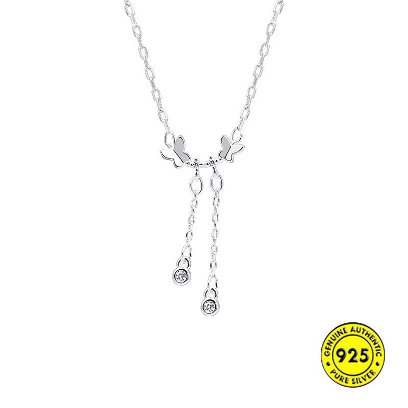 Kalung Desain Pita Bahan S925 Silver Untuk Wanita