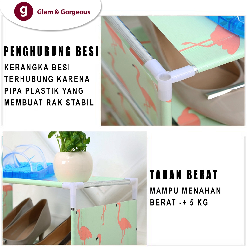 Rak Sepatu Portable Susun Rangka Besi RS016 Murah Kuat Praktis