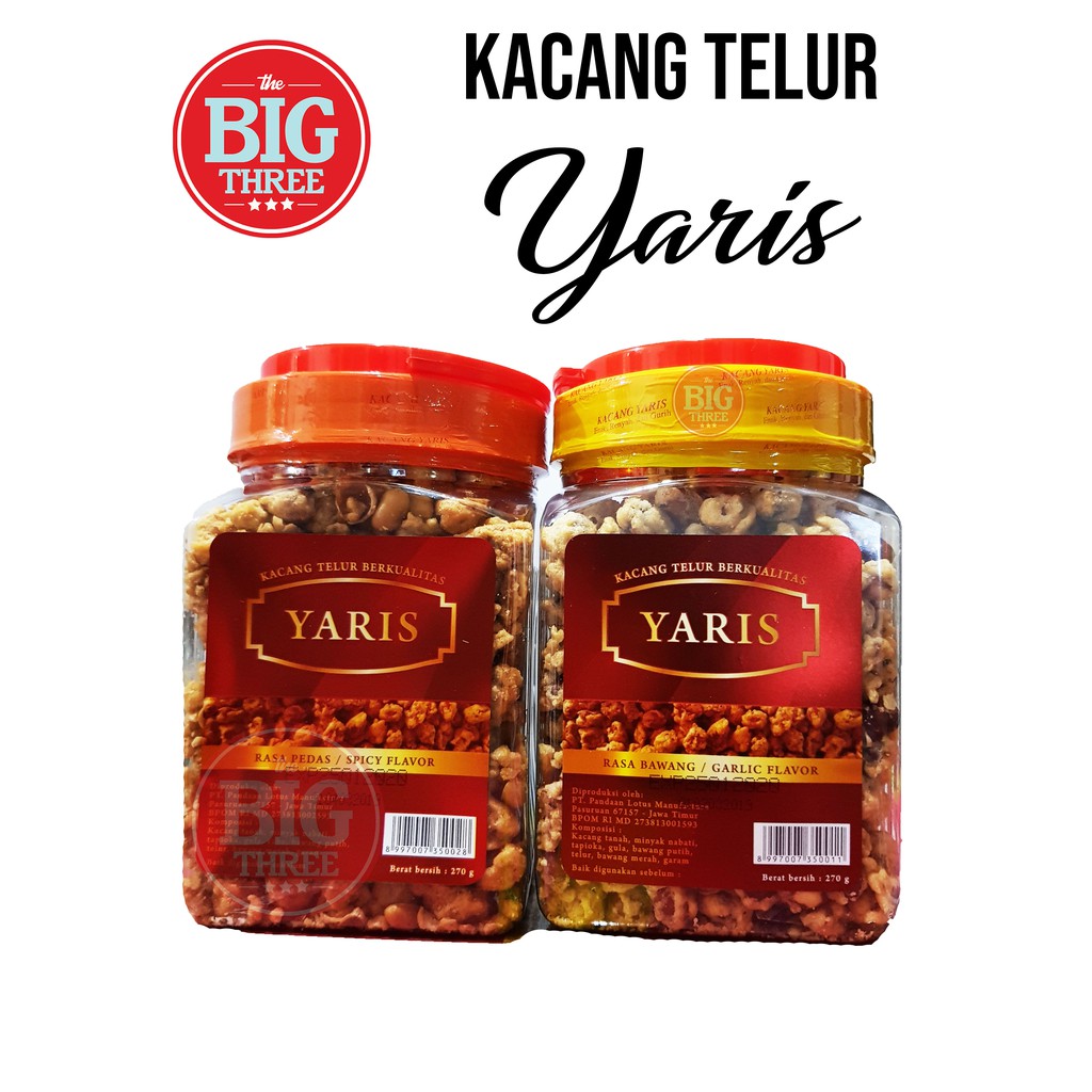 Yaris Kacang Telur Toples 300gr rasa Bawang dan Pedas - thebig3 enak murah varian mantap