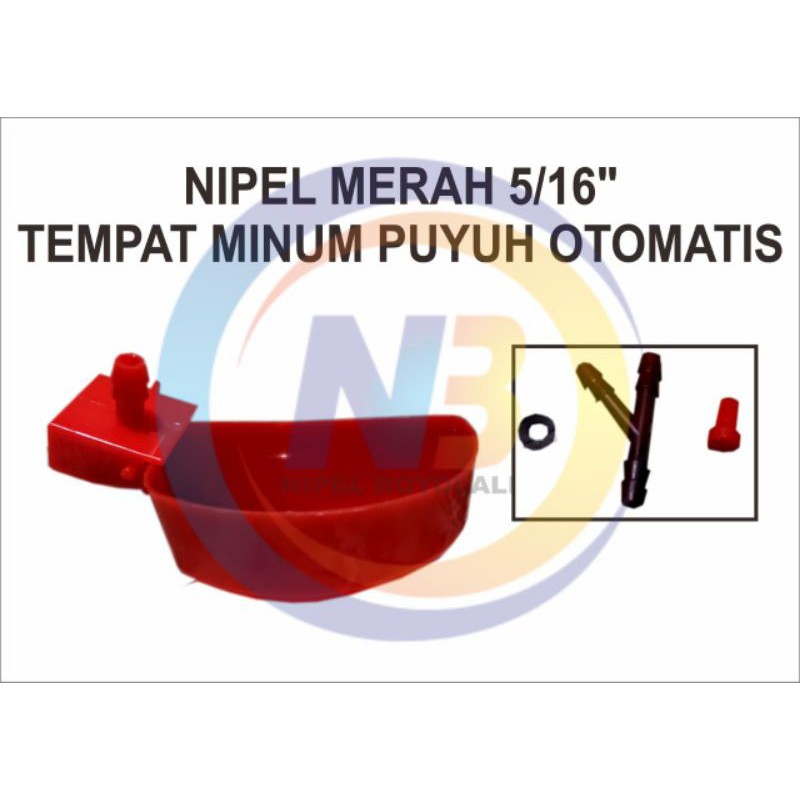 Nipel Nippel mangkok puyuh 5/16" (Merah)
