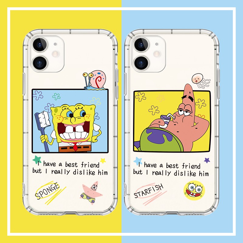 Casing Soft Case TPU Transparan Motif Kartun Spongebob Lucu untuk