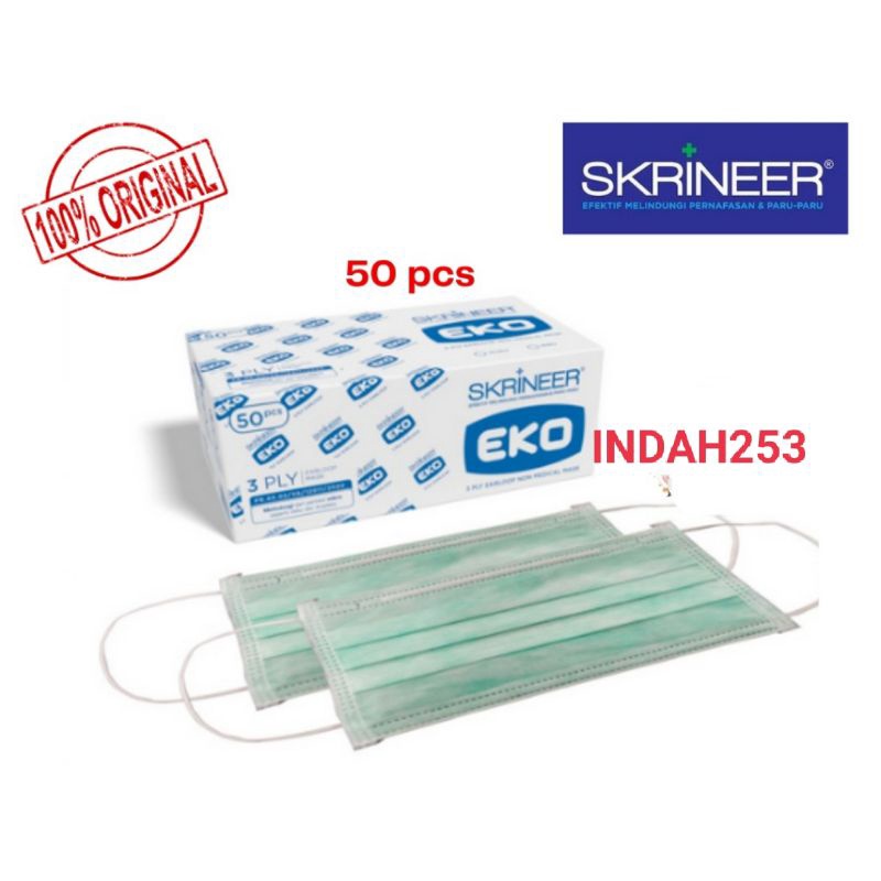 Masker skrineer eko 3 play  Isi 50 Pcs (1 Box)