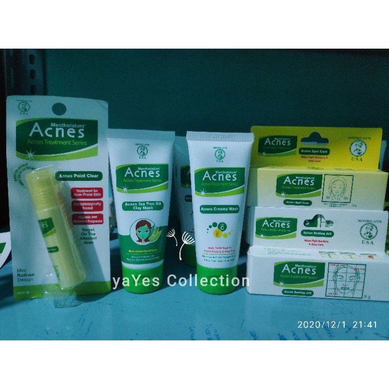 Acnes Treatment Series 50g Tea tree oil clay creamy wash Acne point clear roll on sealing jell spot