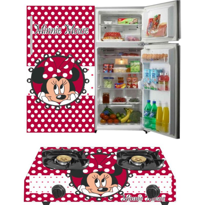 stiker kulkas satu pintu dan kompor gas yang dua tungku