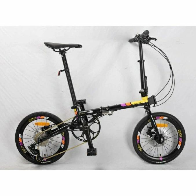 Sepeda Lipat 16Inch Rubick Gas 10 Speed Sensah Hidrolik - Black Kunestlestore