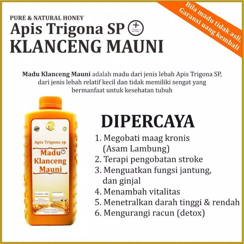 

Madu asli ~ madu murni Klanceng Mauni Lebah Apis Trigona - kemasan GARANSI 100% MADU WildBee
