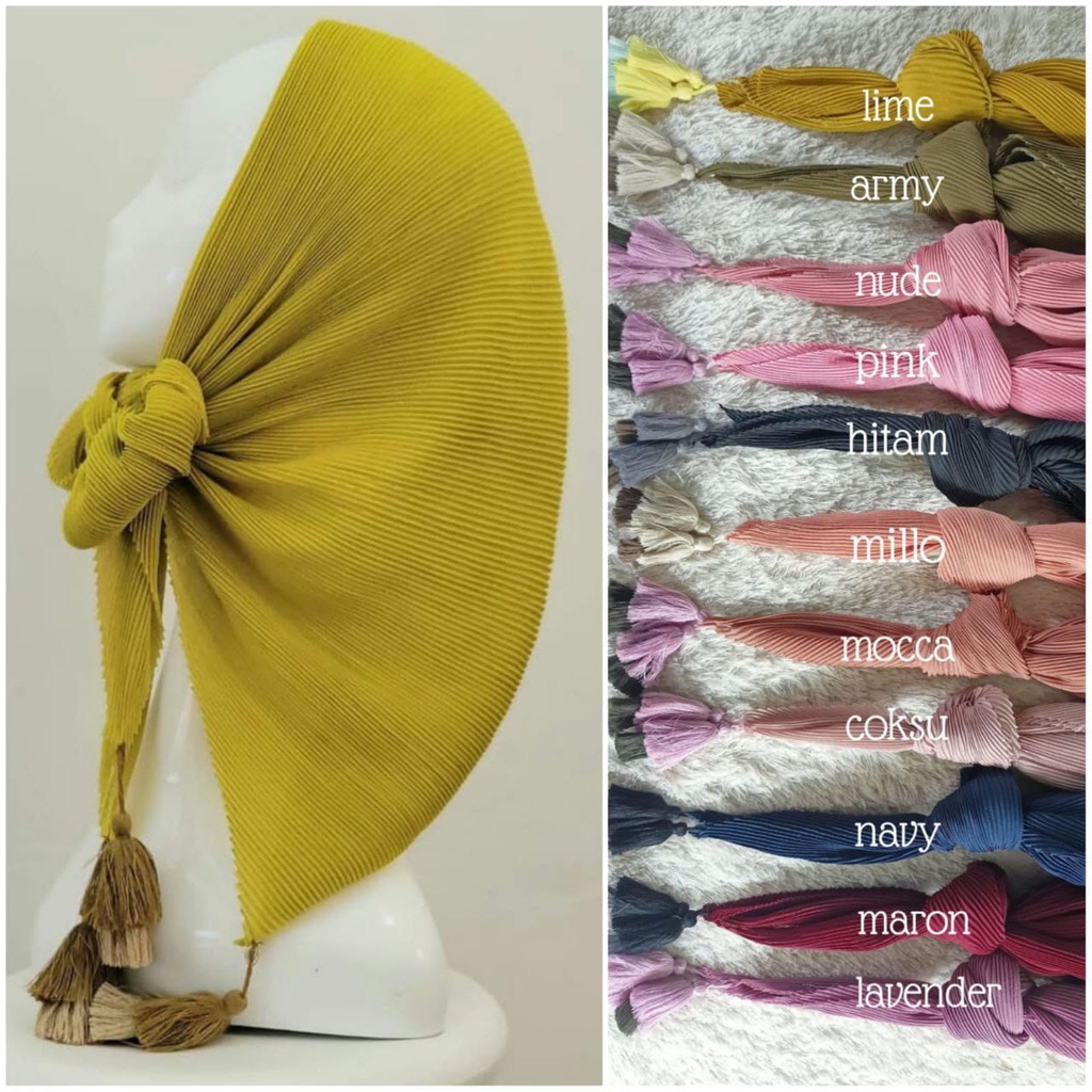jilbab segiempat plisket polos / plain pompom tassel polycotton