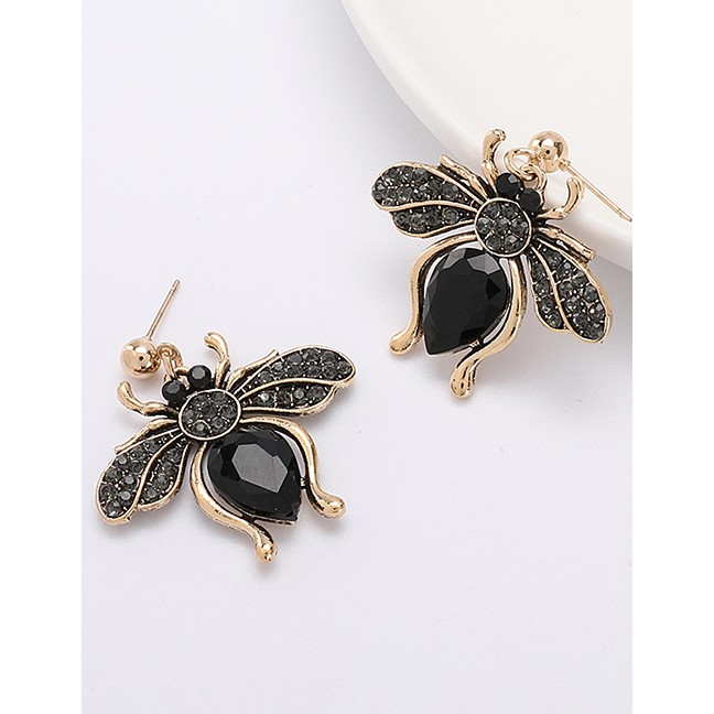 LRC Anting tusuk Fashion Alloy Diamond Bee Earrings