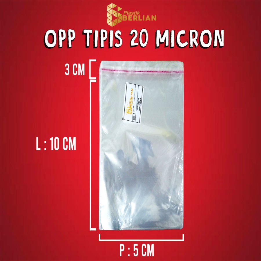 

5 x 10 cm Plastik OPP TIPIS (100 lbr) (lem/seal)