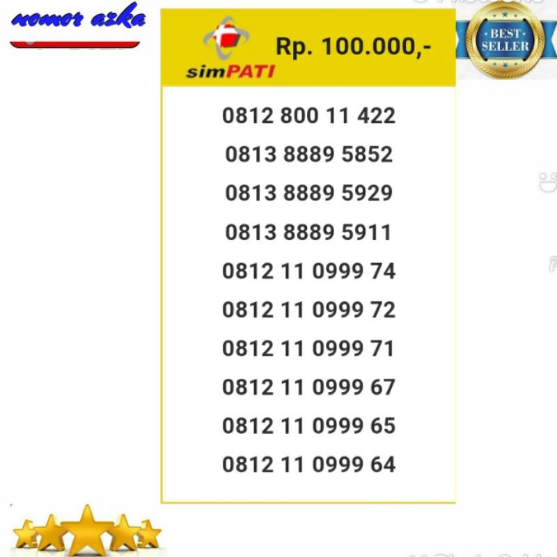 Nomer Cantik Kartu Simpati 0812 11 0999 63 Seri Triple 999 Rapih Bsm02