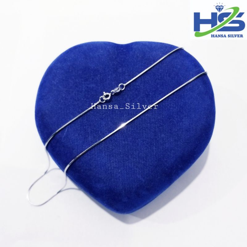 Kalung Perak Silver Asli 925 Lapis Emas Putih Model Cassandra Bulat 45 Cm - Kalung Perak Pria Wanita Anti Karat