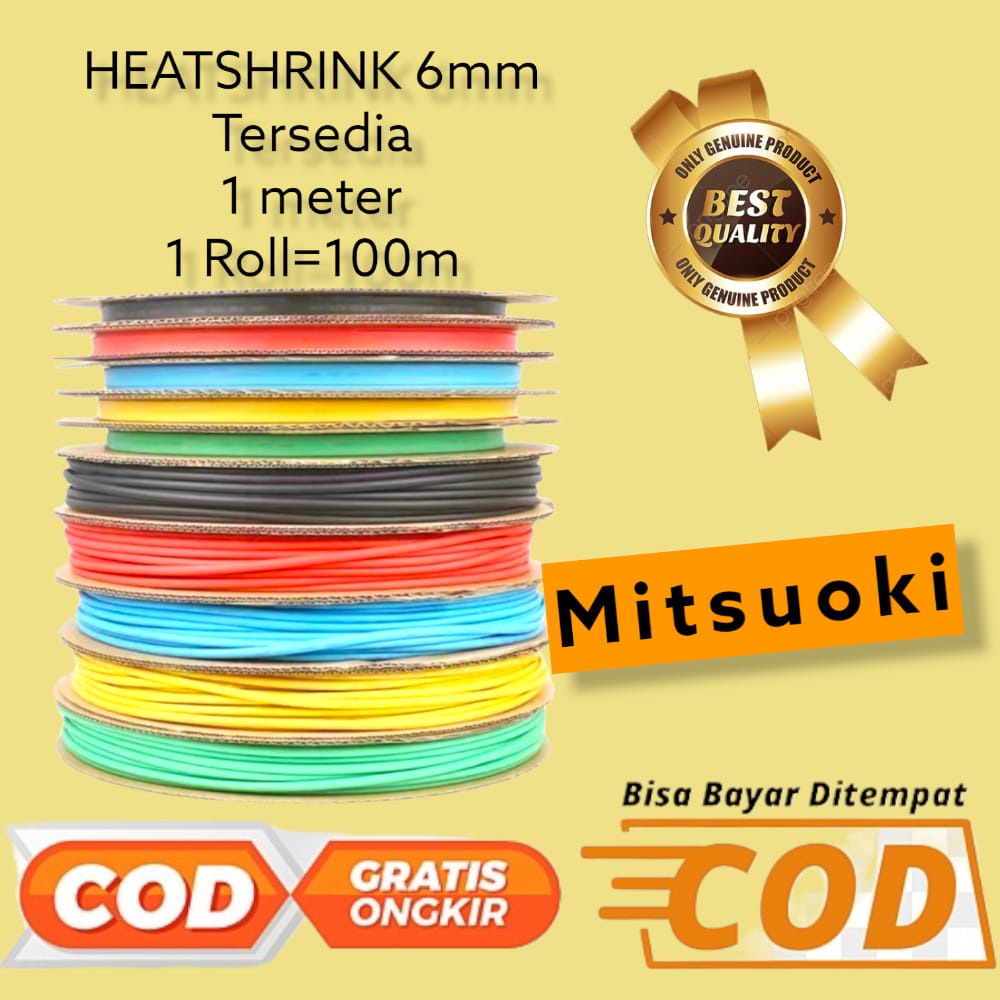 Isolasi Bakar Selang Bakar Kabel bakar/heatshrink 6mm/1meter