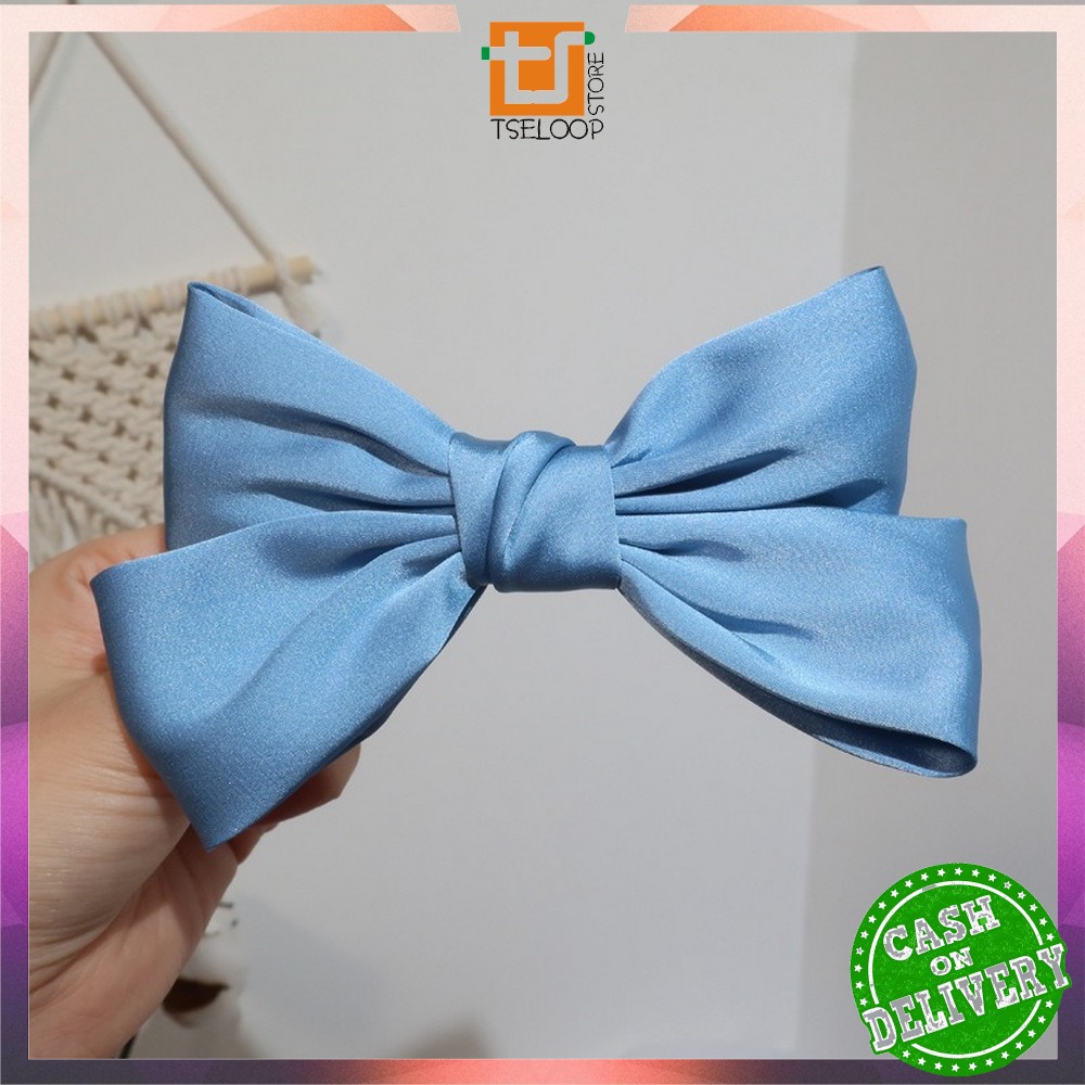 OFM-C160 Ikat Rambut Pita Besar Kuncir Rambut Hairband Aksesoris Wanita Kunciran Rambut Korea Style-PITA BIRU