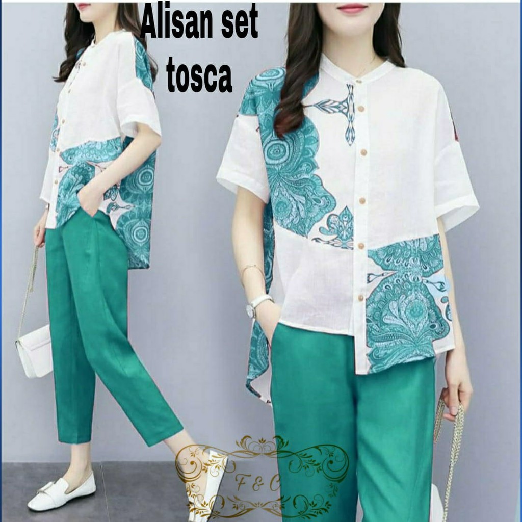 PCS SET ALISAN FE BAHAN BABYTERRY SETELAN ATASAN DAN CELANA 2 UKURAN L XL