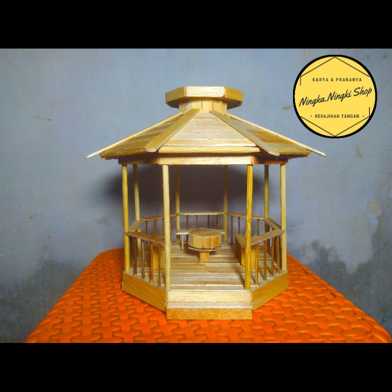 Kerajinan Stick Es Krim, miniatur rumah stick es krim, prakarya anak sekolah, miniatur Stick es krim