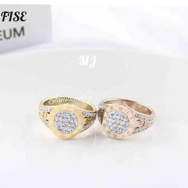 Cincin Titanium Asli Anti Karat &amp; Alergi Butterfly Kupu-Kupu Permata Zircon