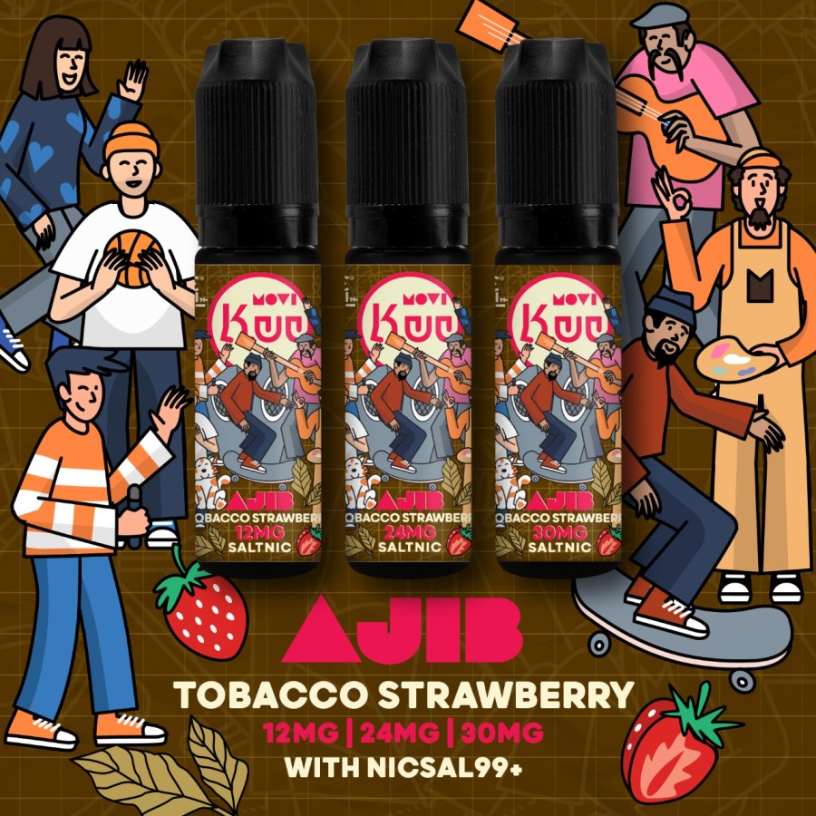 MOVI KUY NISCAL99 NISCAL 99 AJIB TOBACCO STRAWBERRY SALT 12MG 24MG 30MG 15ML