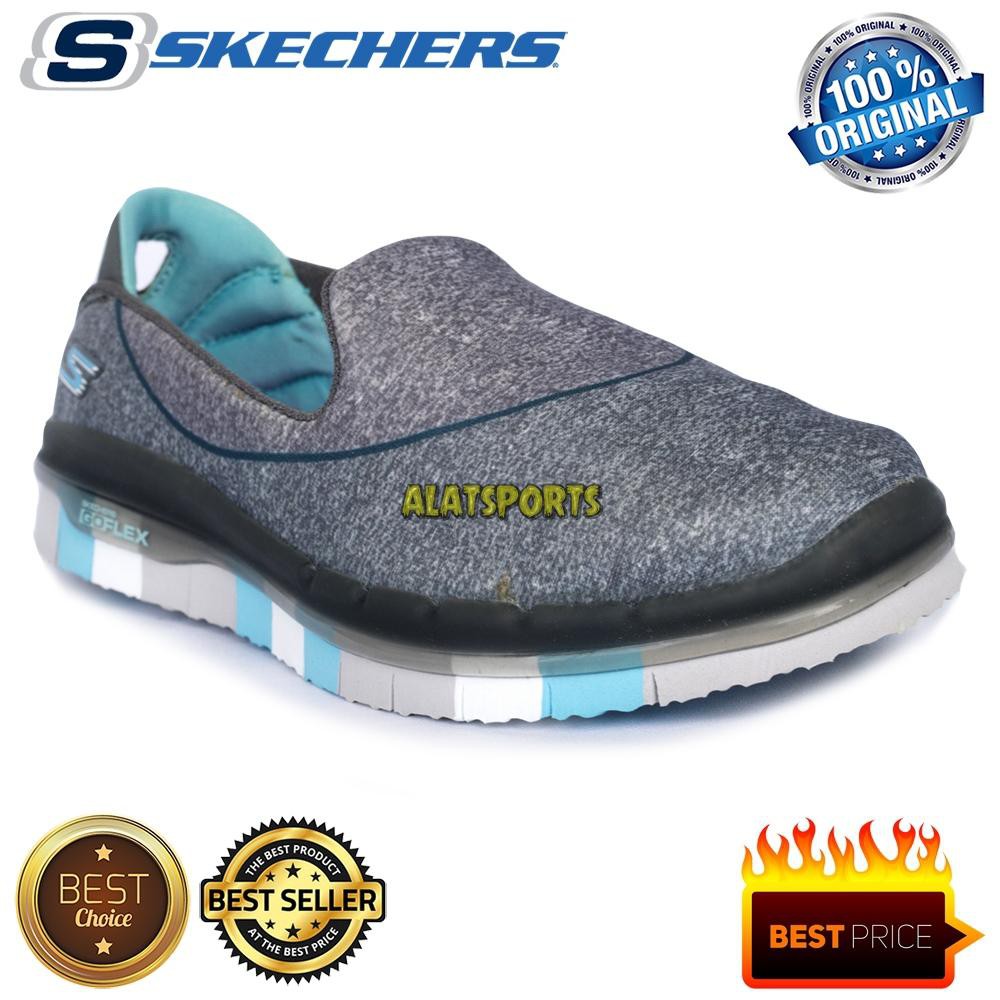 Slip On Skechers Go Flex 81078L-CCBL Charcoal Blue Sepatu Sneaker Anak Original