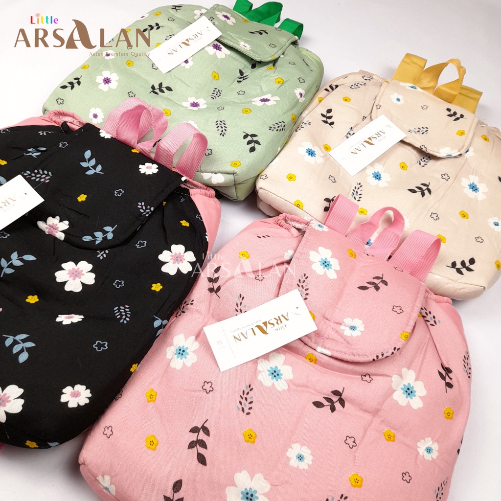 Mukena Anak Motif Bunga Motif Daun Motif Polkadot Tas Ransel | Mukena Anak Rayon Paud TK SD Tanggung | Mukena Arsalan