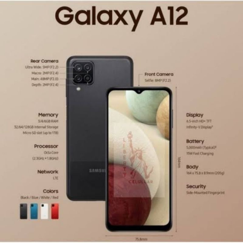 Samsung A12 Ram 4/128 GB Hitam