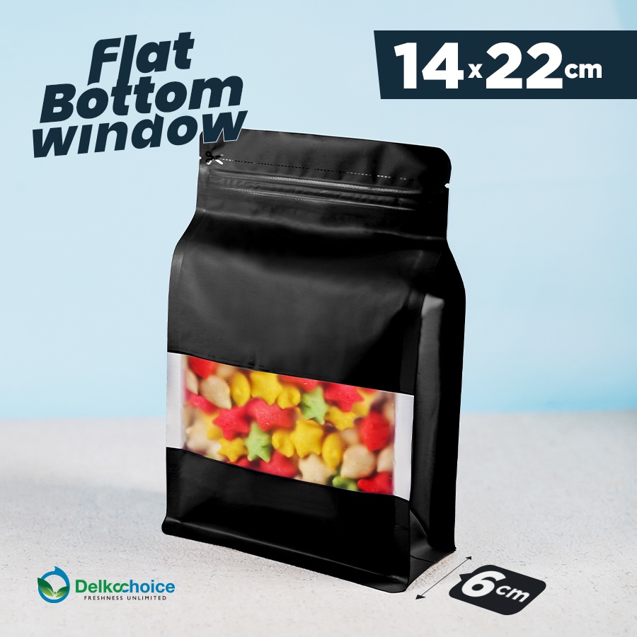 STANDING POUCH FLAT BOTTOM WINDOW BLACK PREMIUM - NON VALVE