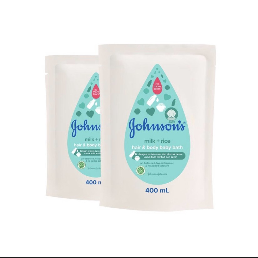 Johnson's Milk Rice Hair and Body Baby Bath Refill 400ml