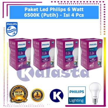 Bundling Paket 4 Pcs Lampu Led Philips 6w 6watt 6 watt (Gratis Kardus Pelindung)