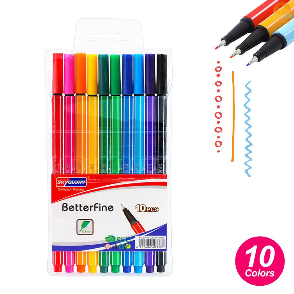 SKYGLORY 24 Colors Fineliner Pens 0.4mm Fine Tip Marker Drawing Color Pens Set Art Office School Supplies for Journaling Planner Writing Note Taking Painting Coloring Sketch