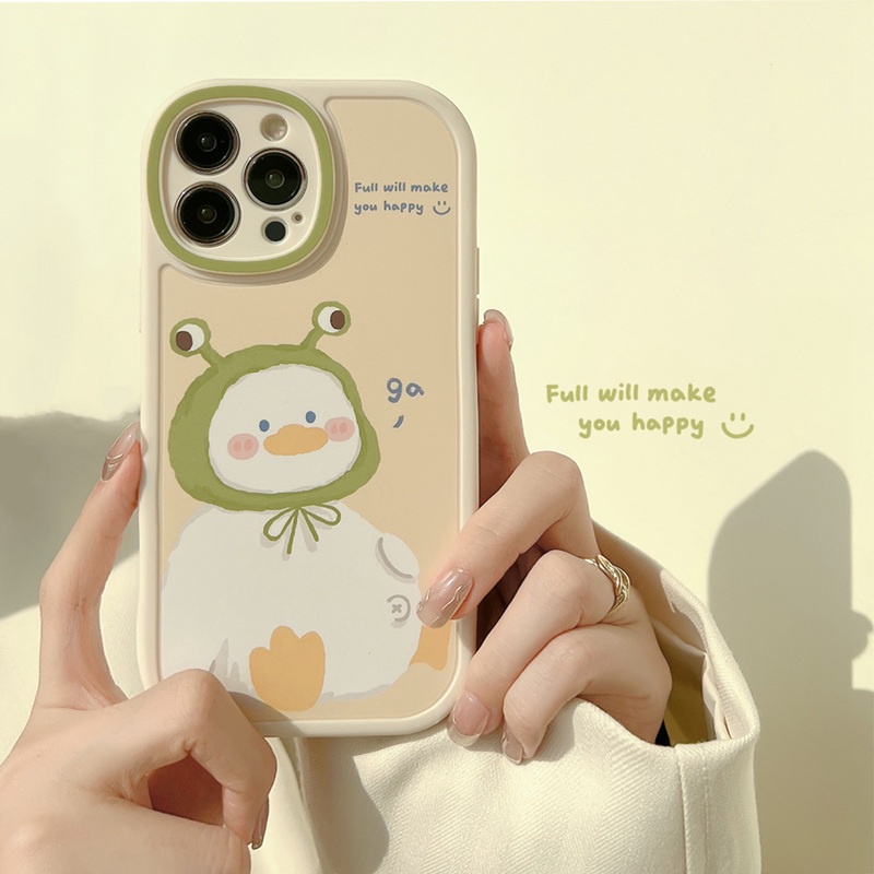 Soft Case Silikon Motif Kartun Bebek Mata Besar Untuk IPhone 7 8 Plus X XR XS Max 11 Pro Max 12 13 Pro Max SE 2020