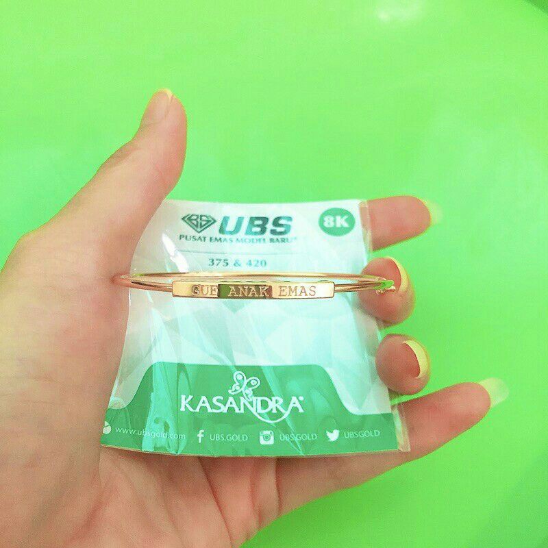 GELANG BANGLE PLAT TULISAN GUE ANAK UBS 375 8K